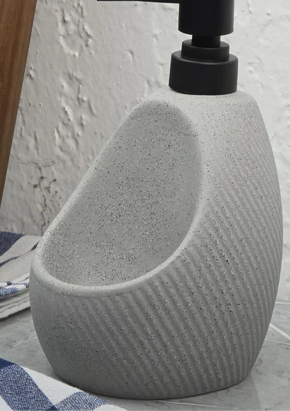 Taş Desenli Sıvı Sabunluk - Sünger Hazneli Mutfak Sabunluğu - 700 ML -  Çizgi Desen - 2
