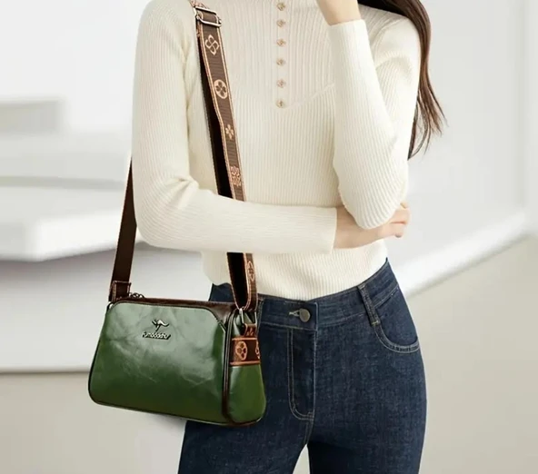 Vintage Kaliteli Lüks Yeşil Mini Omuz Çantası - 2