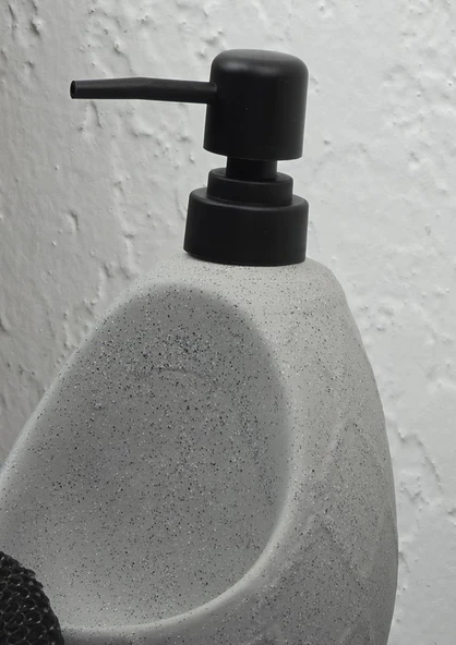 Taş Desenli Sıvı Sabunluk - Sünger Hazneli Mutfak Sabunluğu - 700 ML - Prizma Desen - 3