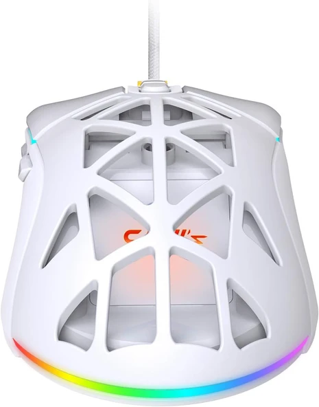 Claw's Nexus X1 12800 Dpi Wide RGB Özel ABS Doku, Claw's Reflex Örgü Kablolu & Değiştirilebilir Kapaklı Gaming Mouse - Beyaz - 2