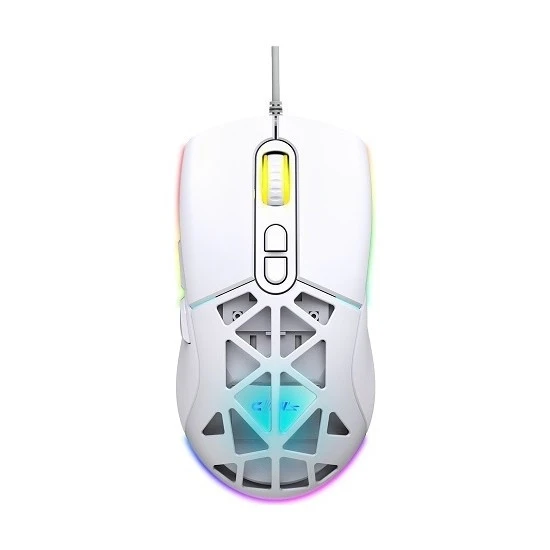 Claw's Nexus X1 12800 Dpi Wide RGB Özel ABS Doku, Claw's Reflex Örgü Kablolu & Değiştirilebilir Kapaklı Gaming Mouse - Beyaz - 4