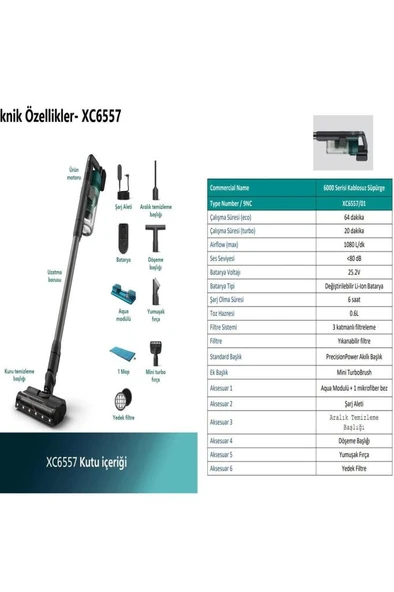 Philips 6000 Serisi XC6557/01 Şarjlı Dikey Süpürge - 8