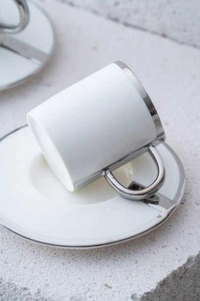 Acar HXF-06875 Gümüş Yaldızlı 2 Kişilik Kahve Fincan Takımı - 2