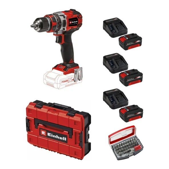 Einhell Tp-Cd 18/50 Li-I Bl Solo Akülü Vidalama Seti + 3 x 4 Ah Starter Kit (Bits Uç ve Çanta Dahil)