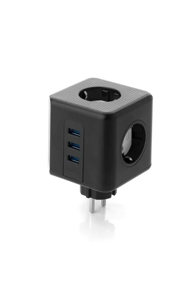 CVS Dn 9203 Küp Akım Korumalı 3'lü Priz, 3 Usb Şarj Prizi