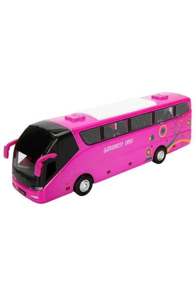 Sesli ve Işıklı Die Cast Çek Bırak Otobüs 19 cm: Şehrin Neşesi Minyatürde! - 5