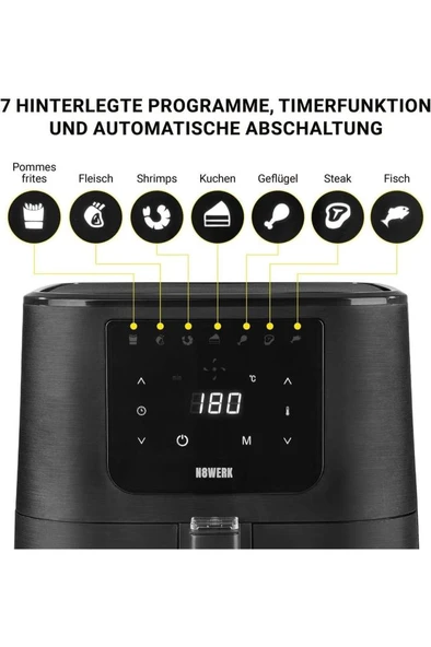 N8WERK Air Fryer 5.5 lt 1800 W Sıcak Hava Fritözü - Resim 7