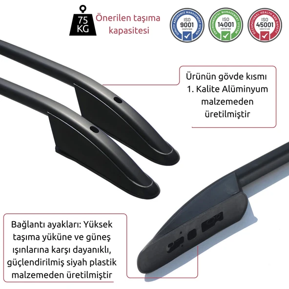 Renault Kangoo Tavan Çıtası - Siyah, Uzun Şase, Elegance | (2008-2021) - 4