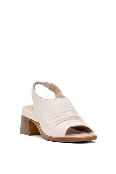 Venüs 2311513 Kadın Hakiki Deri Büzgülü Kalın Topuk Comfort Sandalet - 5