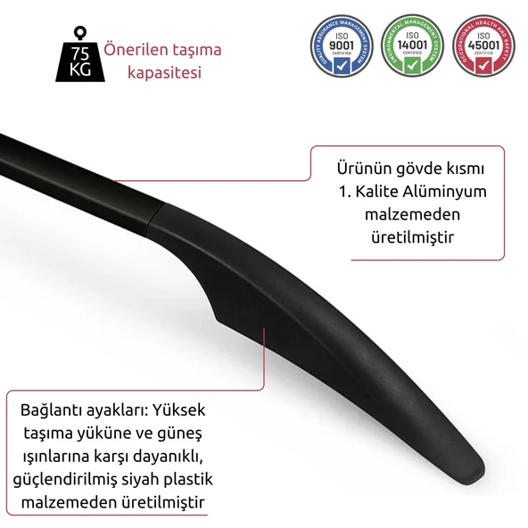 Vw Amarok Tavan Çıtası - Siyah, Solid | (2022+) - 4