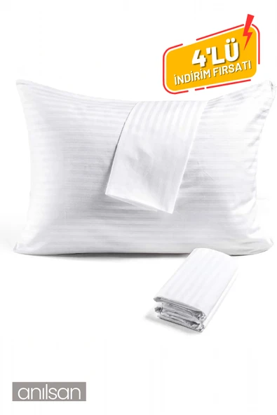 4'lü Çizgili Saten Yastık Kılıfı – 50x70 Cm, 83tel