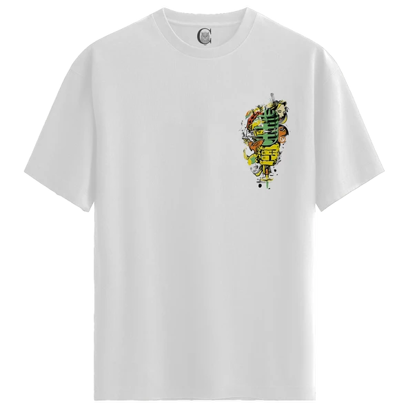 Mic Skull - %100 Pamuklu Erkek Beyaz Tişört - Premium Quality ürün görseli 1