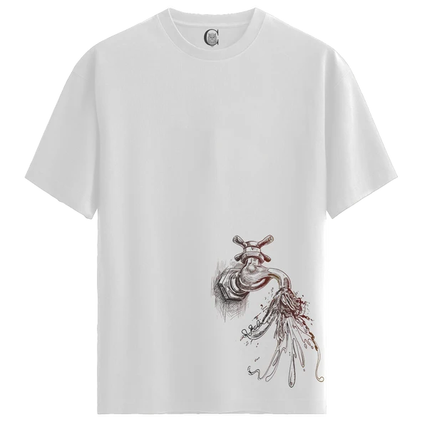 Ink Faucet - %100 Pamuklu Erkek Beyaz Tişört - Premium Quality ürün görseli 1