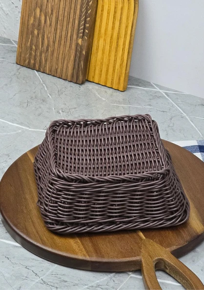 Ekmek Sepeti - Hasır Görünümlü Kare Ekmek Sepeti - Küçük Boy, 19 CM - 2