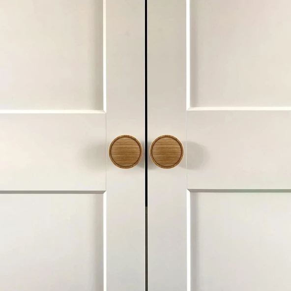 Mobilya Dolabı Dolap Kulpu Kulbu Kulpları Çekmece Mutfak Kulp Düğme Tek Vidalı Ahşap Desenli - Resim 4