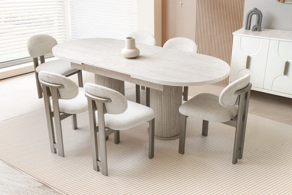 MİLANO AÇILIR MDF MASA+6 SANDALYE
