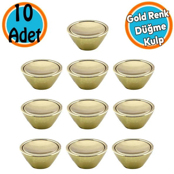 Mobilya Mutfak Dolap Dolabı Çekmece Kulpu Kulbu Plastik Altın Tek Vidalı Kulp Düğme Gold 10 Adet