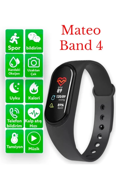 POLYGOLD M4 Akıllı Bileklik Renkli Ekran(2022 Versiyon) Ios Ve Android Uyumlu,tansiyon\teması Değiştirme - Resim 7