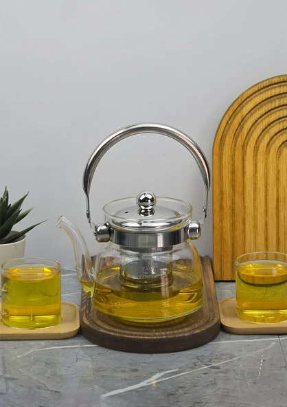 Cam Bitki Demliği - Borosilikat Cam Çaydanlık - 600 ML - 2