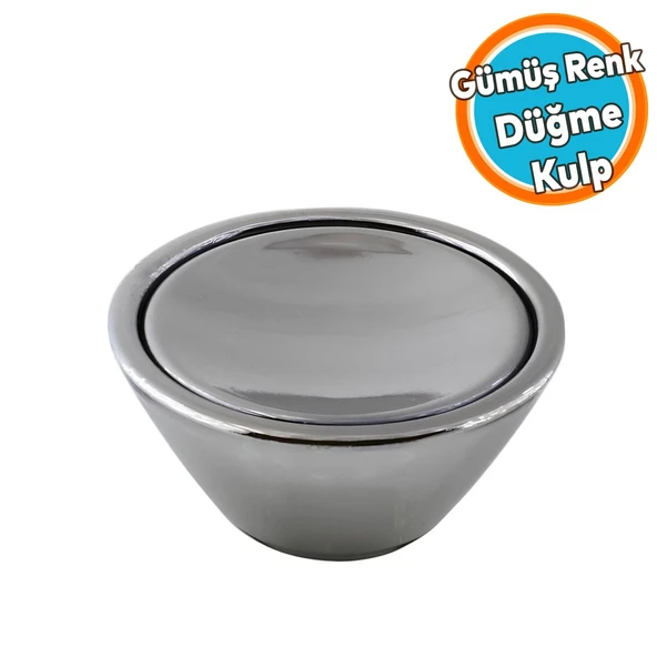 Mobilya Mutfak Dolap Dolabı Çekmece Kulpu Kulbu Plastik Gümüş Tek Vidalı Düğme Kulp Krom 10 Adet - Resim 5