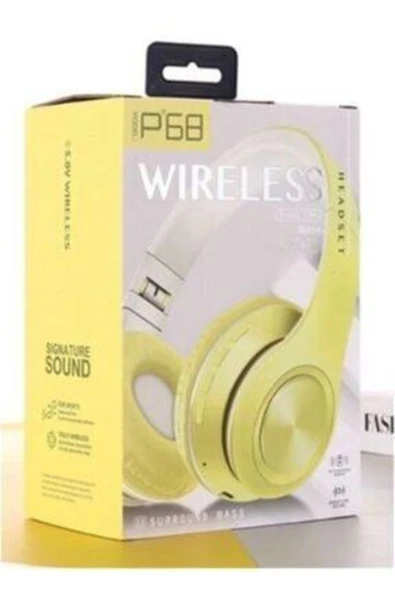 POLYGOLD P68 Bluetooth Kulaklık Kablosuz Stereo Kulaklık Macaron Kulaklık Renkli-sarı - 4