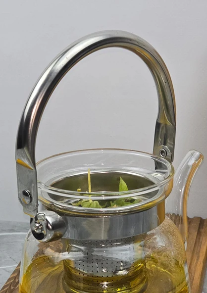 Cam Bitki Demliği - Borosilikat Cam Çaydanlık - 600 ML - 4