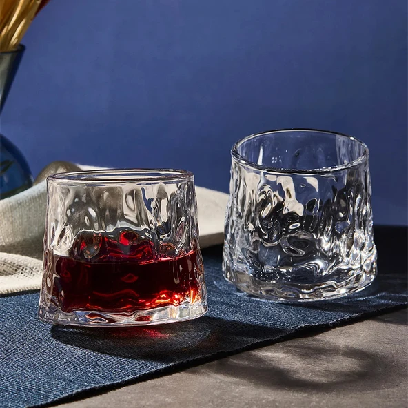 Perotti 16371 Greta Şeffaf 2 li 360 Derece Dönerli Cam Viski Meşrubat Bardağı 160ml