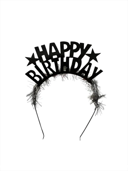 Happy Bırthday Siyah Yazılı Metal Taç ürün görseli 1