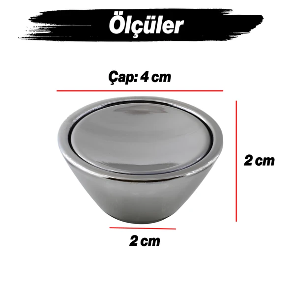 Mobilya Mutfak Dolap Dolabı Çekmece Kulpu Kulbu Plastik Gümüş Tek Vidalı Düğme Kulp Krom 10 Adet - Resim 2