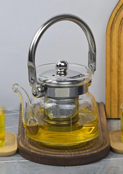 Cam Bitki Demliği - Borosilikat Cam Çaydanlık - 600 ML