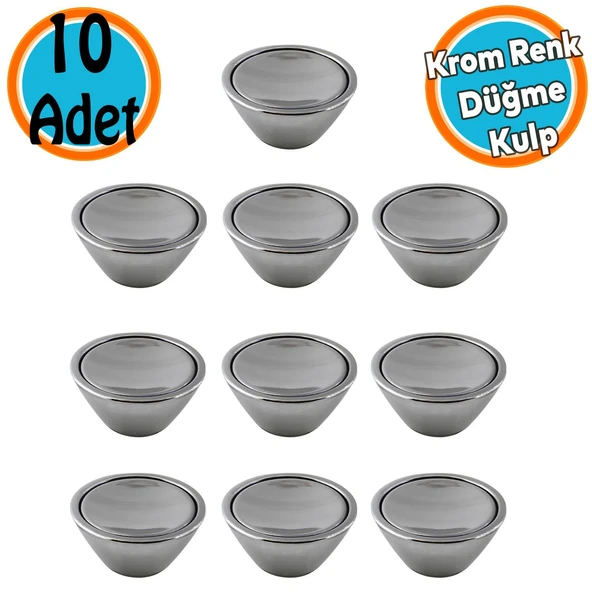 Mobilya Mutfak Dolap Dolabı Çekmece Kulpu Kulbu Plastik Gümüş Tek Vidalı Düğme Kulp Krom 10 Adet ürün görseli