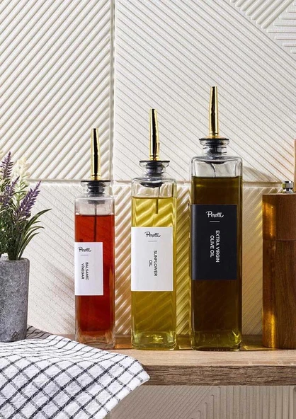 3'lü Cam Yağdanlık Seti - Yağlık-Sirkelik-Sosluk Takımı - 6 Parça - 2