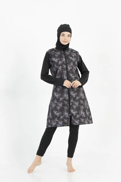 Form Angel Bayan Desenli Tam Kapalı Tesettür Mayo 1800-40