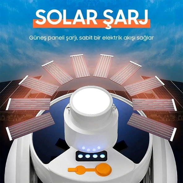Solar Panelli Şarjlı Katlanabilir Acil Durum Kamp Lambası - 5