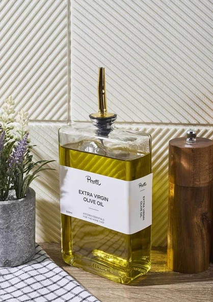 Cam Yağdanlık - Sosluk, Sirkelik - Gold Başlık - 500 ML - 2