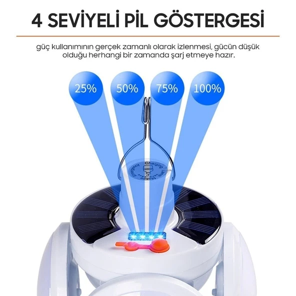 Solar Panelli Şarjlı Katlanabilir Acil Durum Kamp Lambası - 4