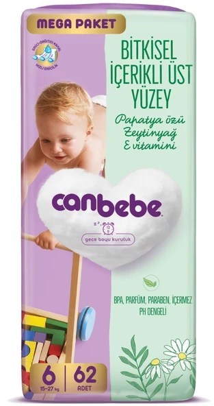 Canbebe Bebek Bezi Beden:6 (15-27KG) Exstra Large 186 Adet Mega Aylık Fırsat Pk - Resim 2