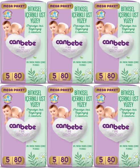 Canbebe Bebek Bezi Beden:5 (11-18KG) Junior 480 Adet Mega Ekstra Fırsat Pk ürün görseli
