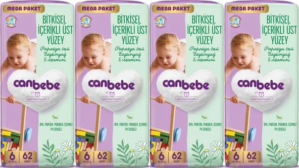 Canbebe Bebek Bezi Beden:6 (15-27KG) Exstra Large 248 Adet Mega Avantaj Fırsat Pk