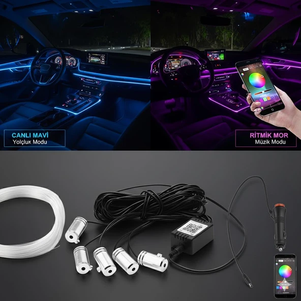 Araç içi dekoratif ortam ışığı 64 renkli 5 Ledli / LAAM429 ürün görseli 1
