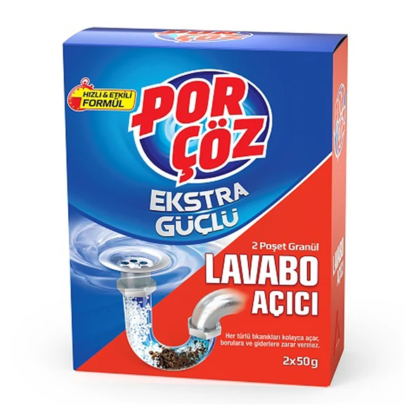 PORÇÖZ EKSTRA GÜÇLÜ LAVABO AÇICI GRANÜL 2X50 GR