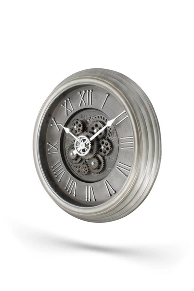 Efe Mark Premium Serisi Antik Eskitme Kadranlı Döner Çarklı Ev ve Ofis Duvar Saati Roma Rakamlı 40 CM Gri - Resim 2