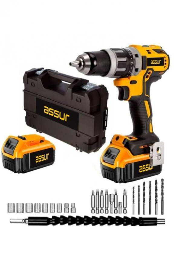 Assur Pro 58w 6ah Asr-torw Metal Şanzıman Çift Akülü Şarjlı Matkap Profesyonel