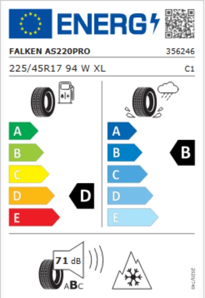 Falken 225/45R17 94W XL TL Euroall Season AS220 PRO Oto 4 Mevsim Lastiği (Üretim Yılı:2025) - Resim 2