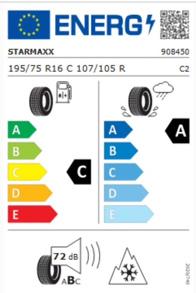 Starmaxx 195/75R16C 107/105R TL 8PR Vanmaxx+ Hafif Ticari Yaz Lastiği (Üretim Yılı:2025) - 2