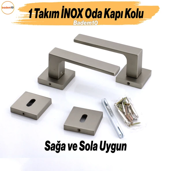 Paytak İNOX Oda Kapı Kolu Kare Rozetli Sağa Sola Uygun İç Dış Ev Oda Kapısı Kilitlenebilir 1 Takım - 4