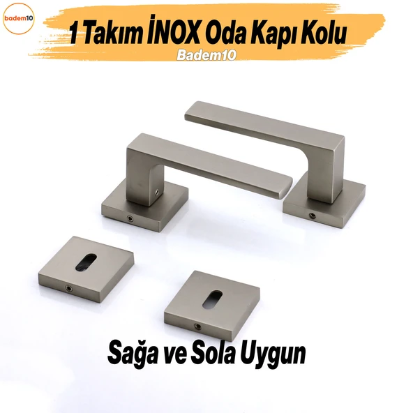 Paytak İNOX Oda Kapı Kolu Kare Rozetli Sağa Sola Uygun İç Dış Ev Oda Kapısı Kilitlenebilir 1 Takım - 3