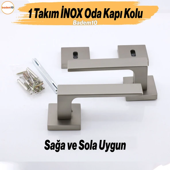 Paytak İNOX Oda Kapı Kolu Kare Rozetli Sağa Sola Uygun İç Dış Ev Oda Kapısı Kilitlenebilir 1 Takım - 5