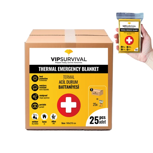 Acil Durumlar İçin Termal Battaniye Vücut Isınızı Koruyun 25 Adet