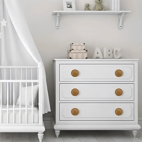 Mobilya Dolabı Dolap Kulpu Kulbu Kulpları Çekmece Mutfak Kulp Düğme Tek Vidalı Ahşap Desenli 10 Adet - Resim 2